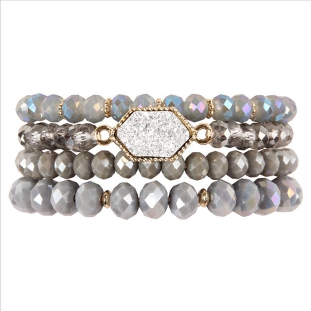 Druzy & Crystal Bracelet Set